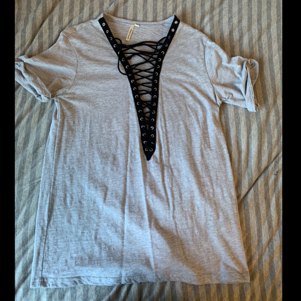 Lace up grey tunic size S